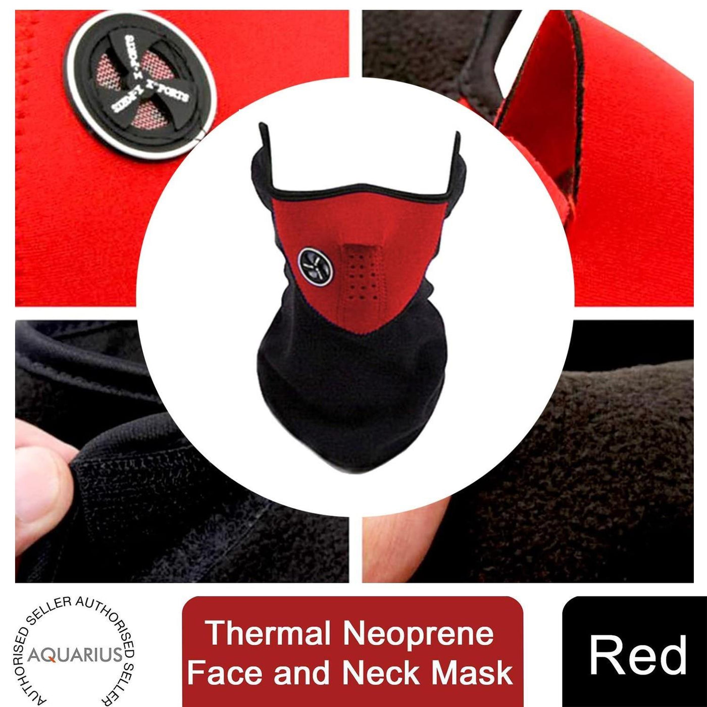 Aquarius Thermal Neoprene Face & Neck Mask, Red