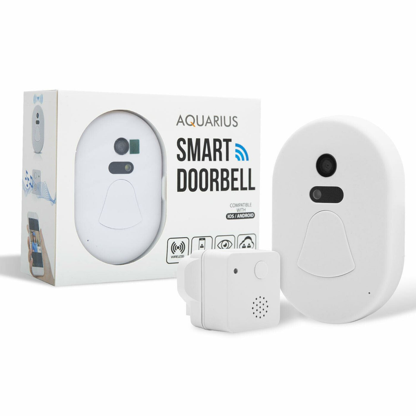 Aquarius WiFi Wireless Smart Camera Doorbell, White