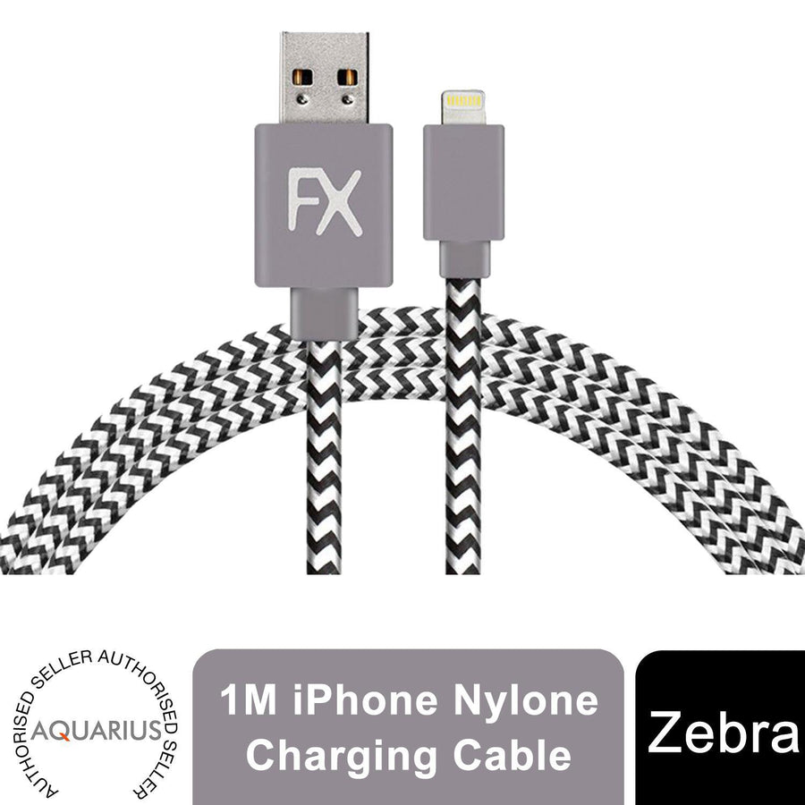 Aquarius Nylon USB Zebra Designed Braided Charging Phone Cable, 1 Meter