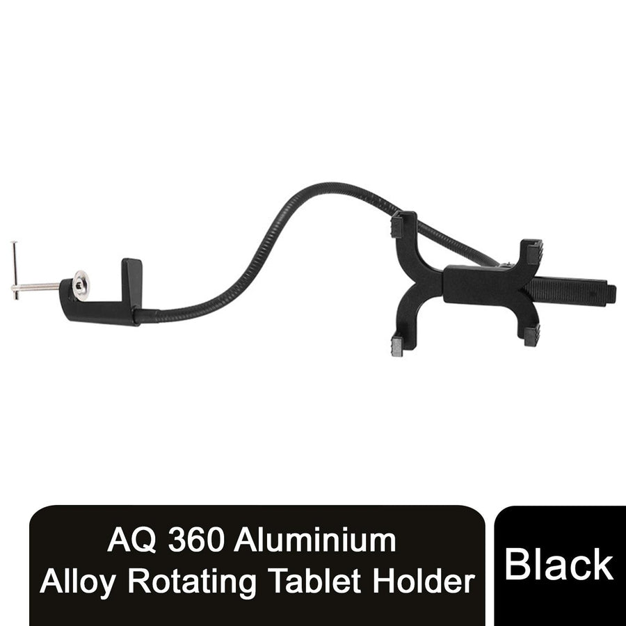 AQ 360 Aluminium Alloy Rotating Tablet Holder Adjustable Gooseneck - Black