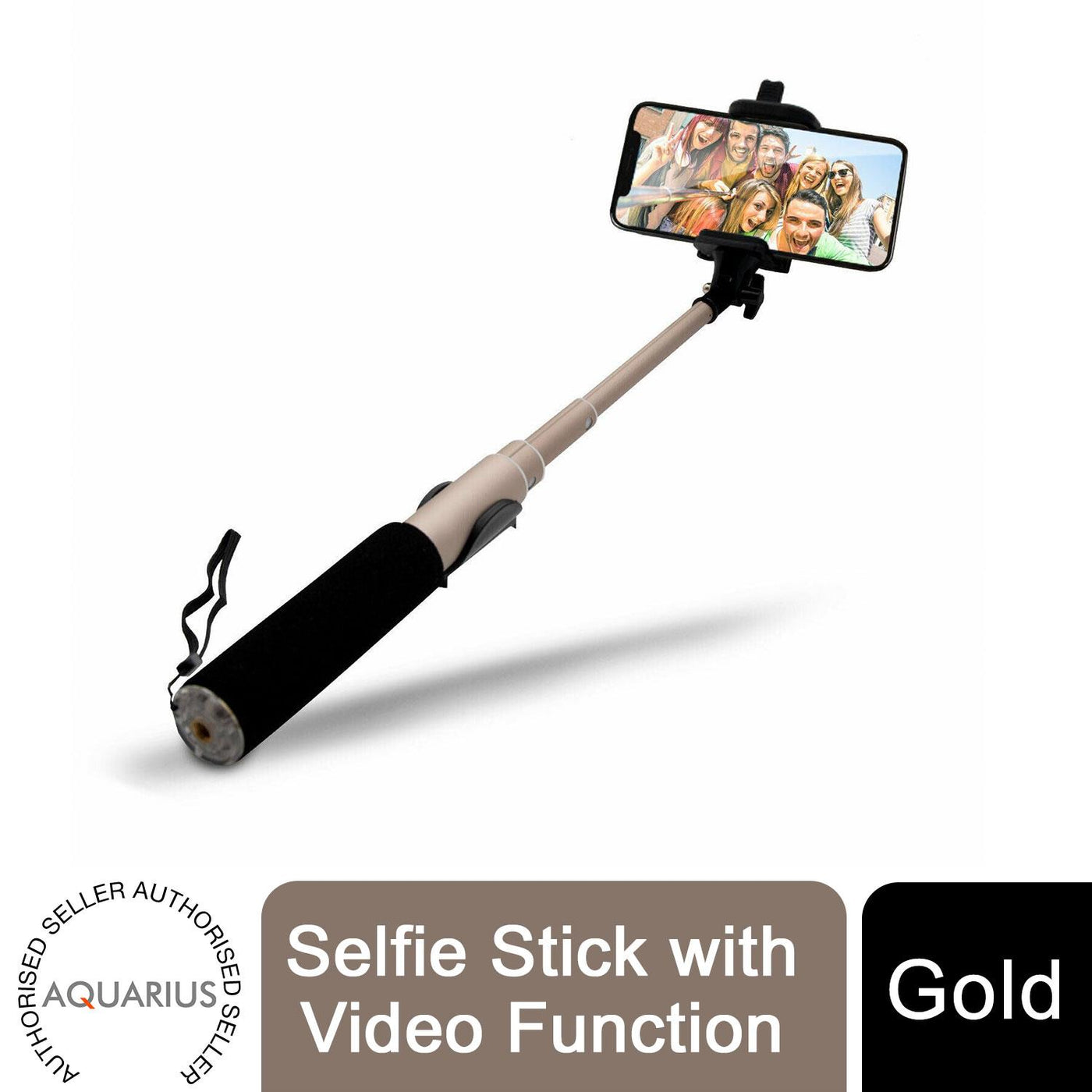 Aquarius Video Selfie Stick with Bluetooth Remote, Gold