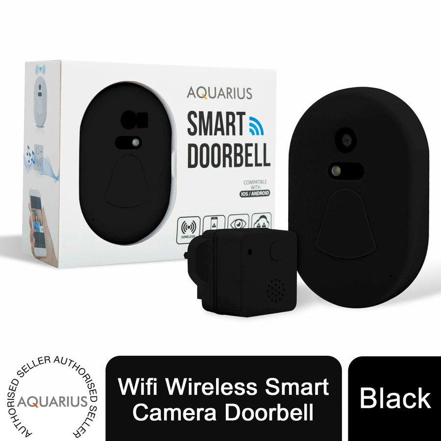 Aquarius Wifi Wireless Smart Camera Doorbell Black
