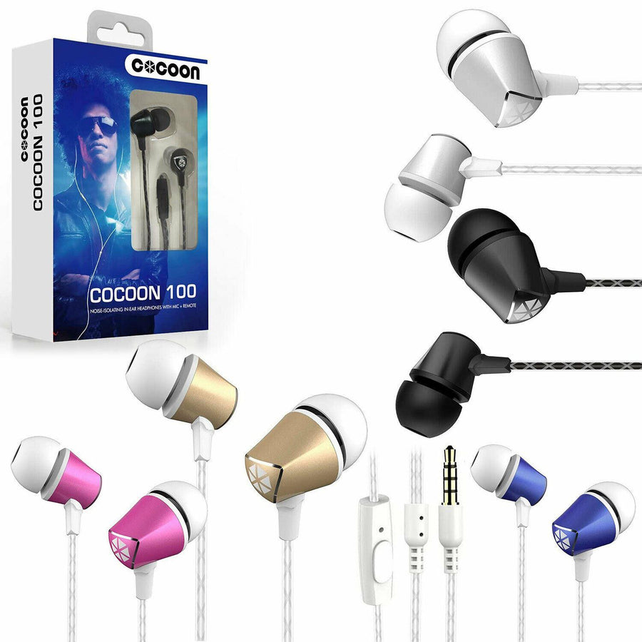 Cocoon 100 Series Noise-Isolating Tangle Free In-Ear Headphone for Smartphone, Cerise Pink