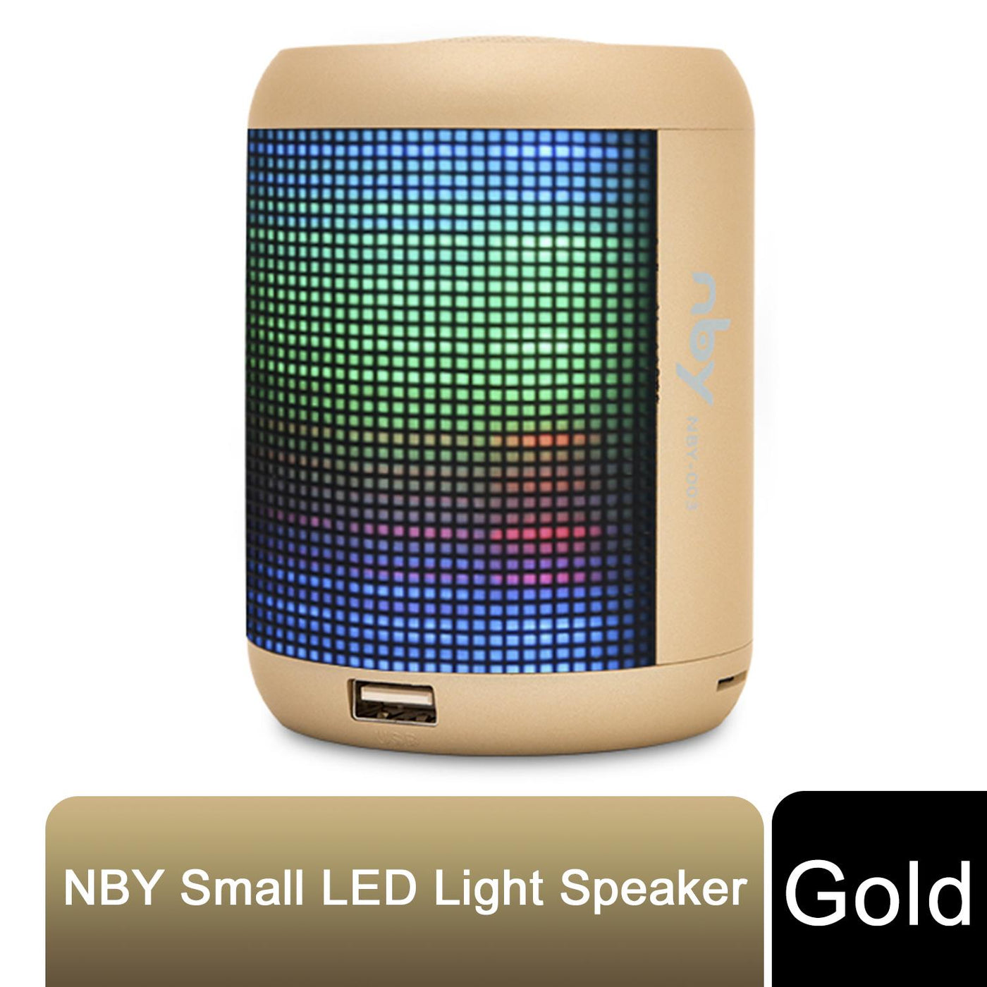 NBY Small Sound Activate LED Light Bluetooth Speaker and Dancing Fountain, Gold