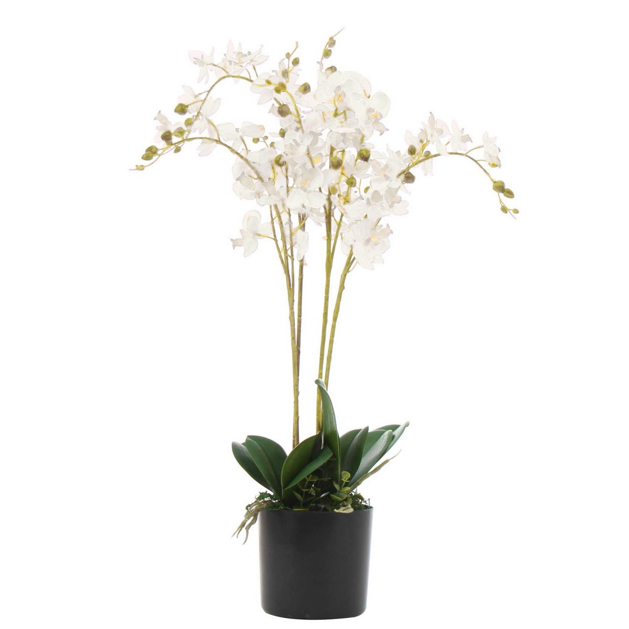 60cm Artificial Luxury Orchid Triple Stem White