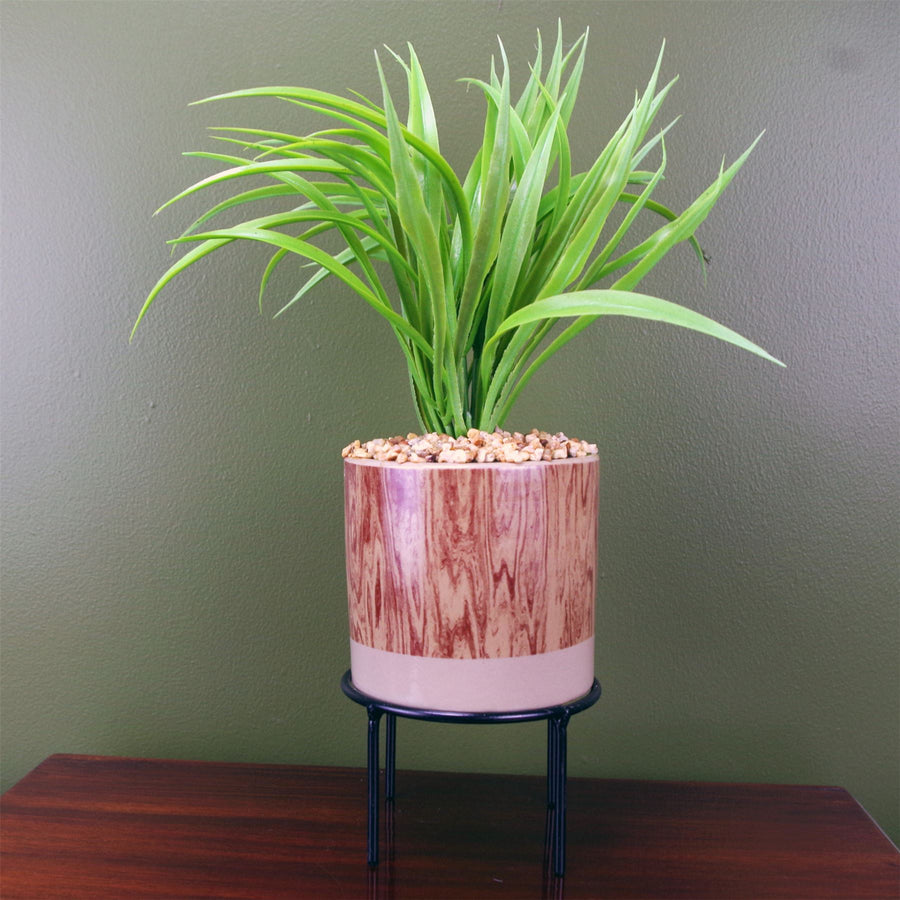 35cm Artificial Grass Plant with Ceramic Planter and Metal Stand