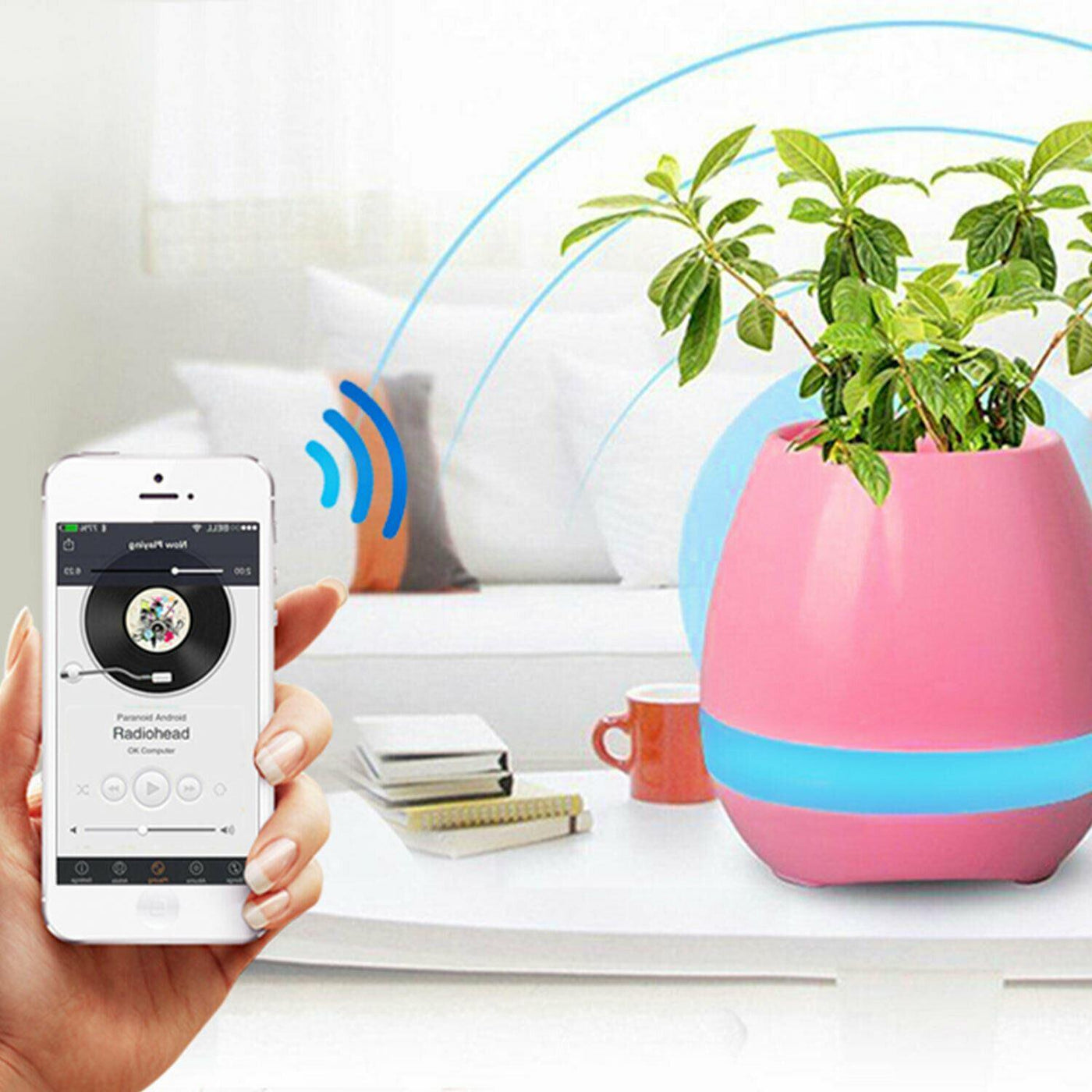 Debonair Music Flower Pot Bluetooth Speaker, Pink