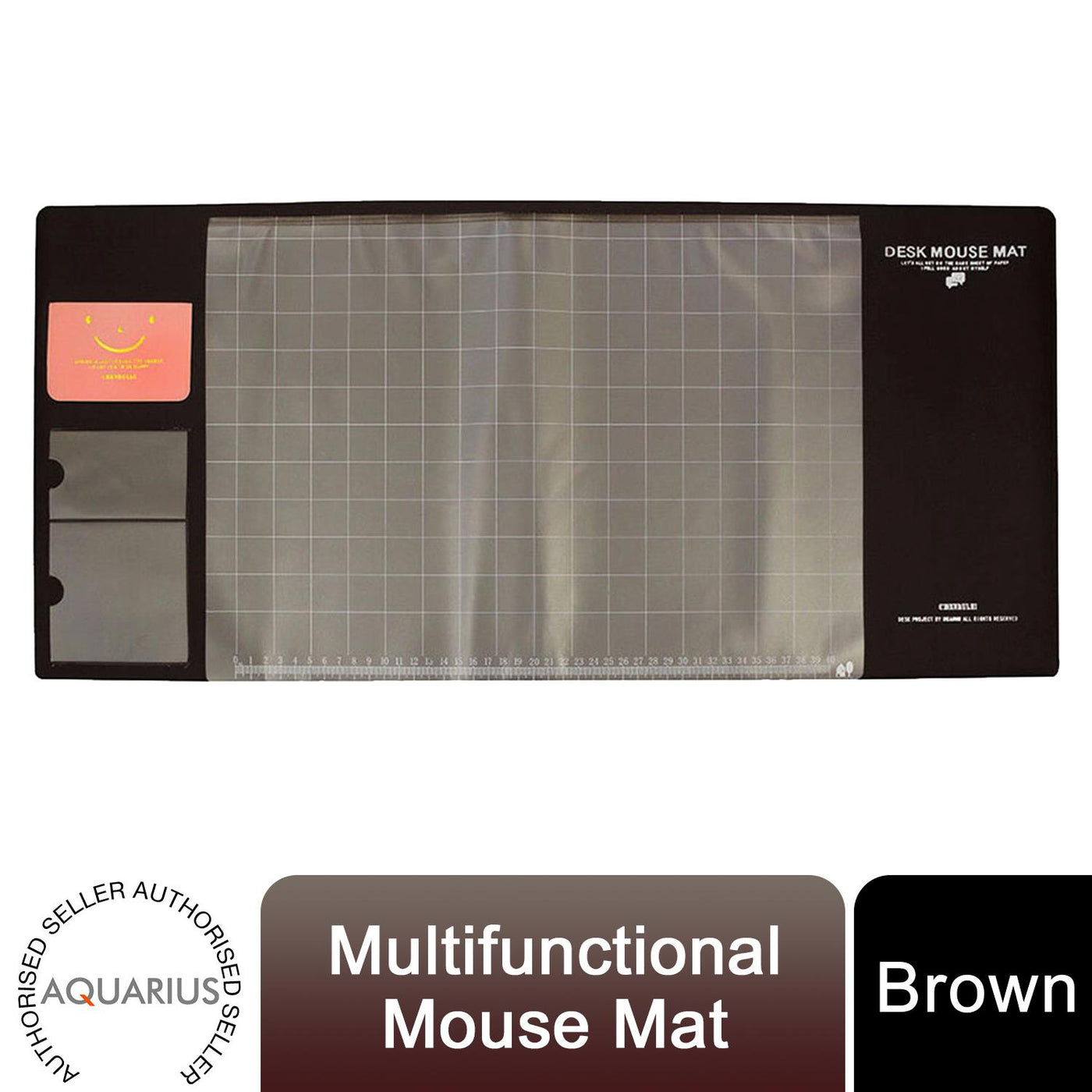AQ Multifunctional Eco-friendly Office Desk Mouse Mat PVC+DS Material, Brown
