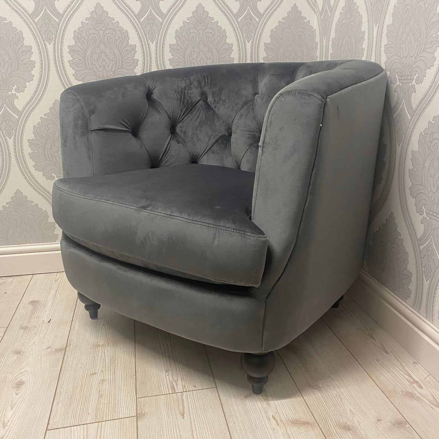 86CM Lead Colour Velvet Armchair