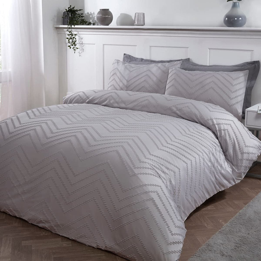 TUFTED WAVE GREY DUVET SET SB