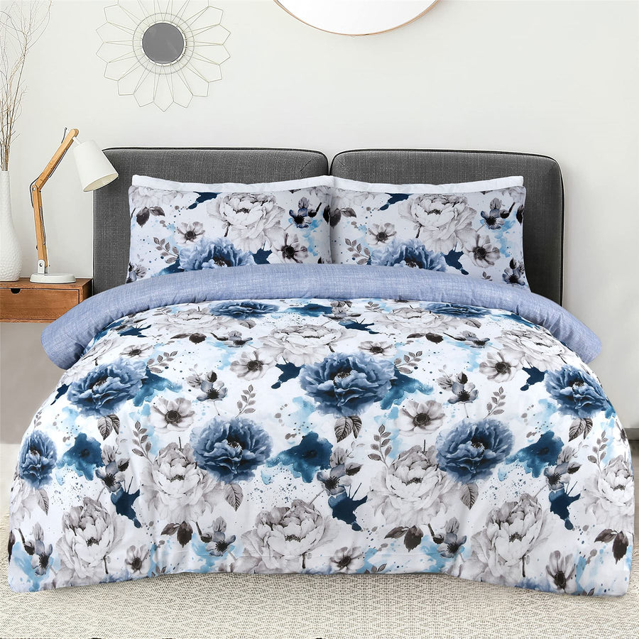 Sleepdown Inky Floral Blue Duvet Set SB