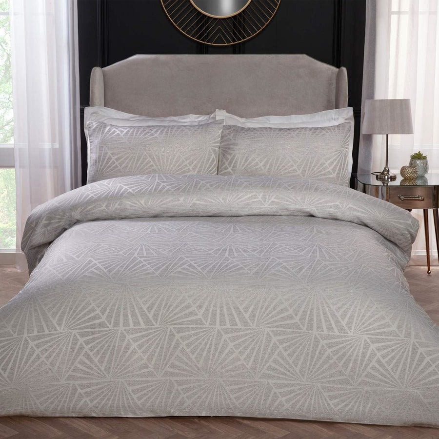 Lurex Jacquard Deco Geo Ivory Duvet Set