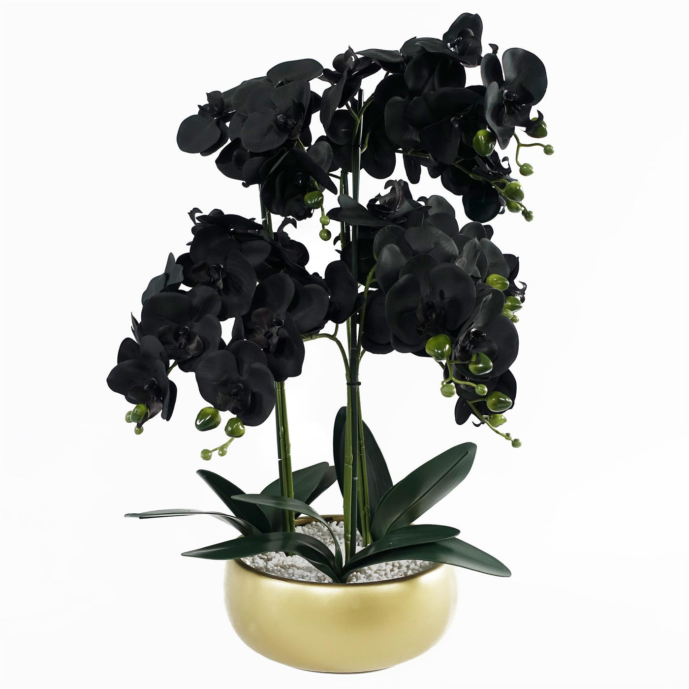 60cm Orchid Artificial Black-Gold Ceramic Planter