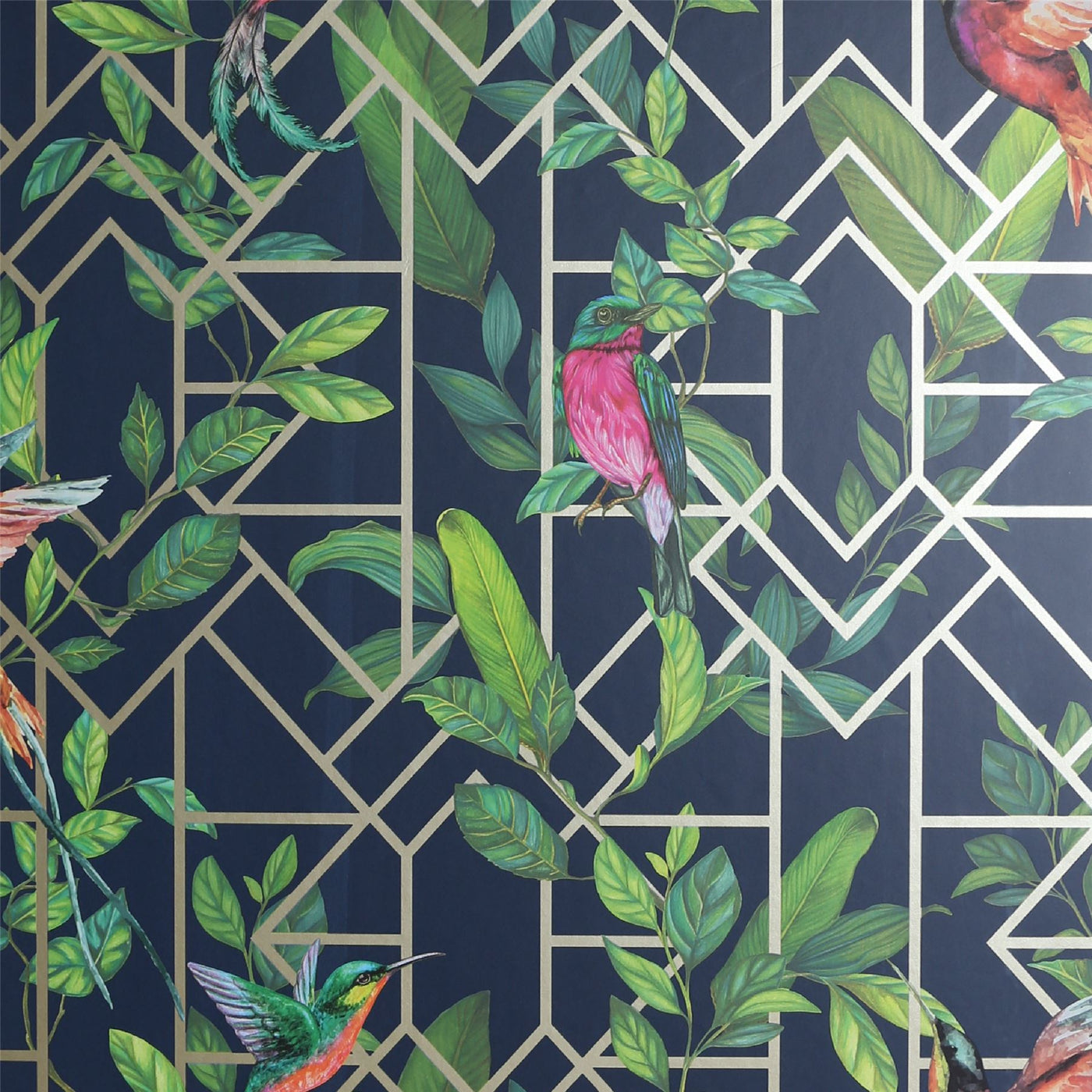 Deco Tropical Navy/Gold sw12 Wallpaper
