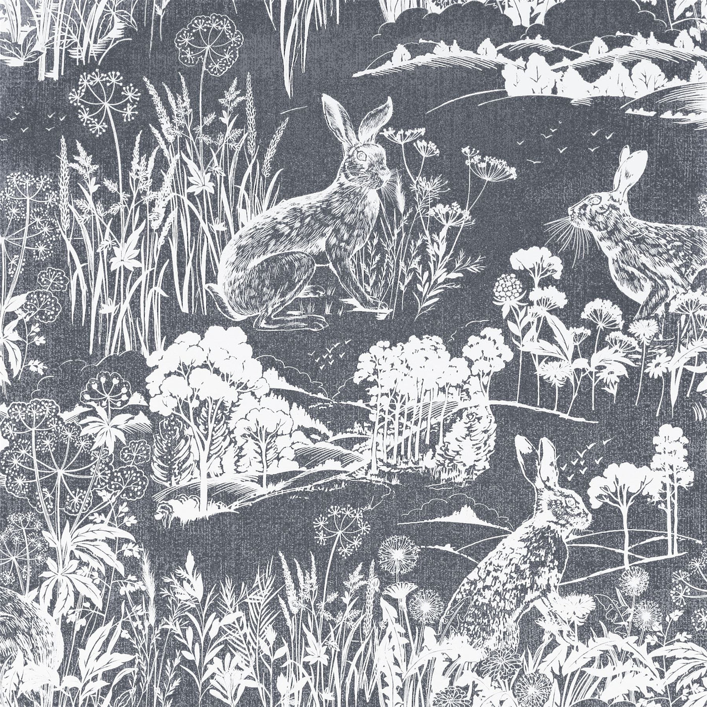 Meadow Hare Navy sw12 Wallpaper