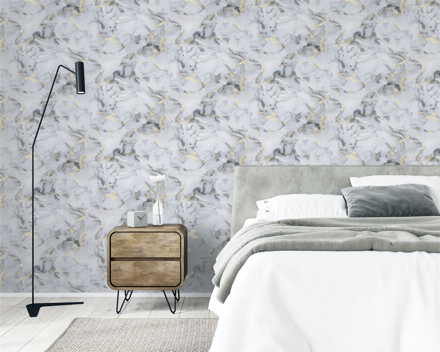 Bahia Marble Mono Gold sw12 Wallpaper