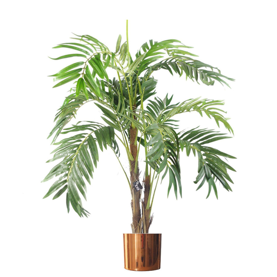 120cm Artificial Palm Tree with Pot and Copper Metal Planter