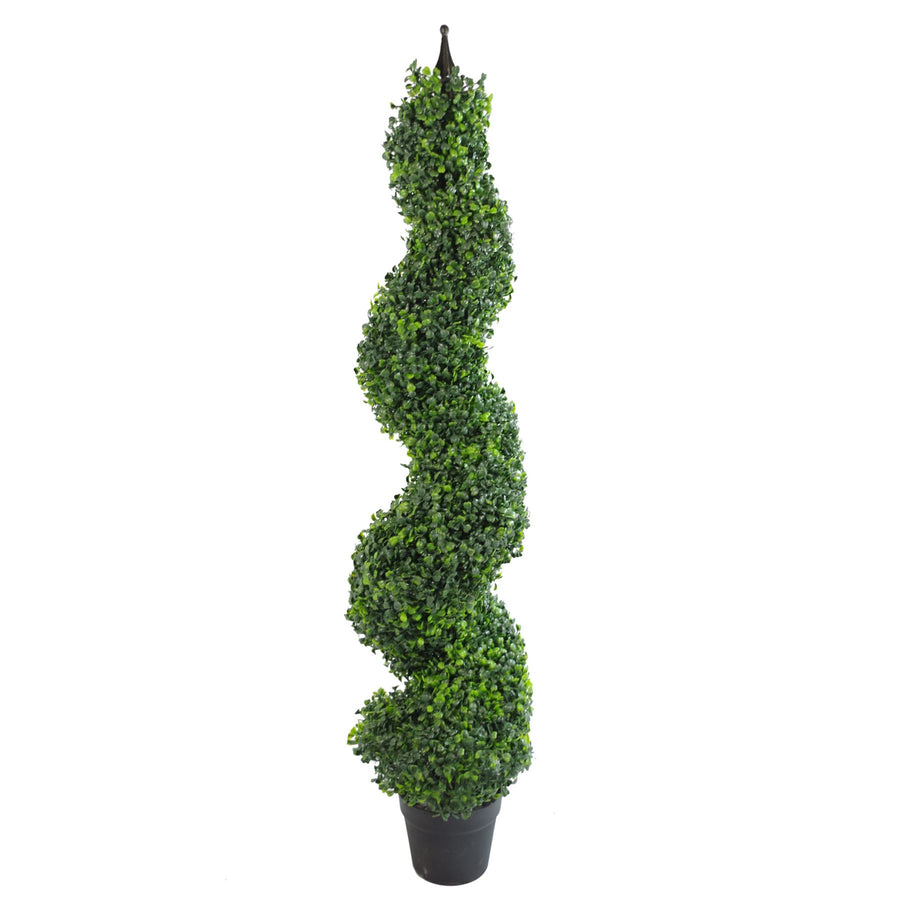 120cm (4ft) Tall Artificial Boxwood Tower Tree Spiral Metal Top