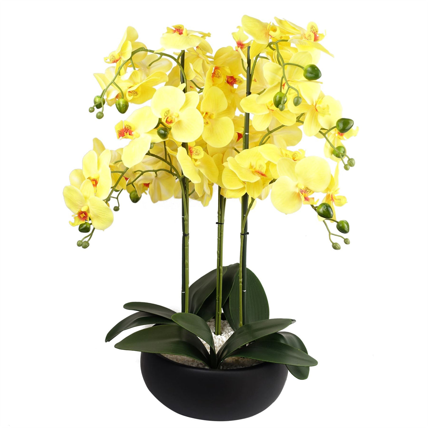 60cm Orchid Artificial Yellow Black Ceramic Planter