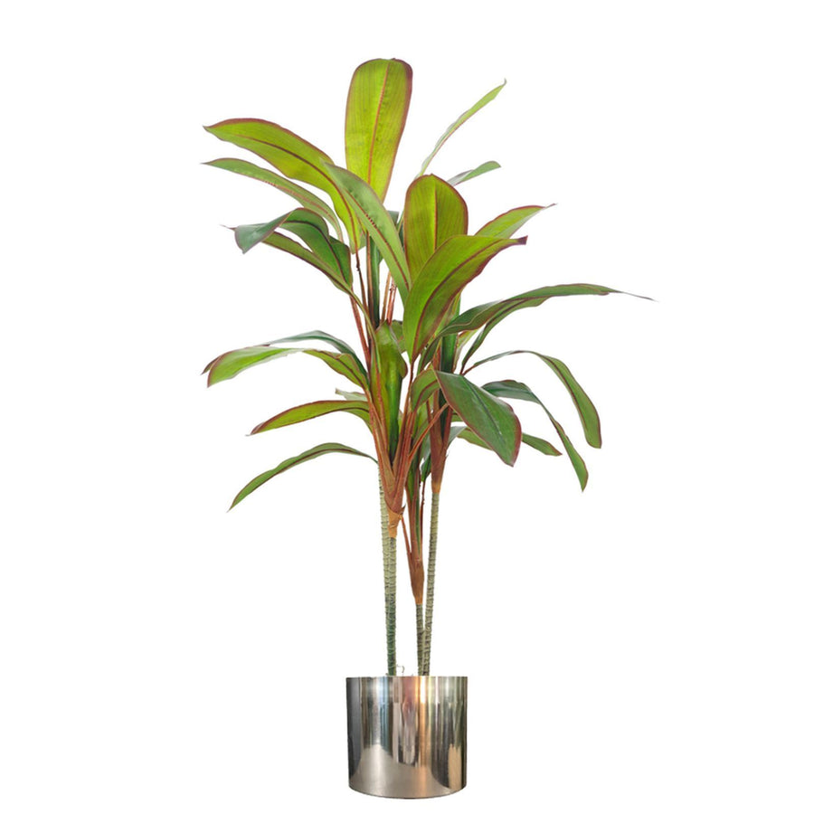 100cm Artificial Potted Dracaena Tropical Plant with Silver Metal Planter