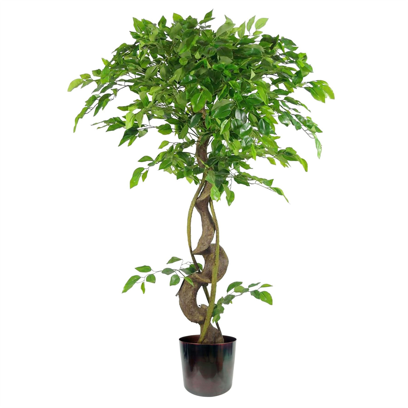 120cm Twisted Trunk Artificial Japanese Fruticosa Style Ficus Tree with Metal Planter