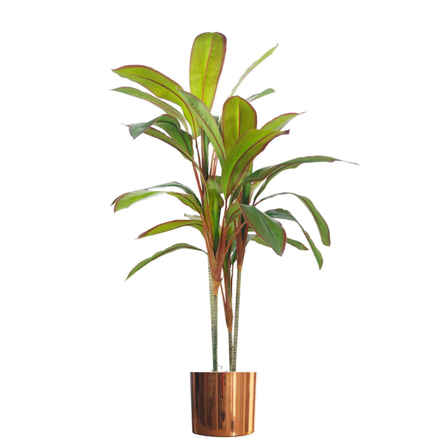 100cm Artificial Potted Dracaena Tropical Plant with Copper Metal Planter