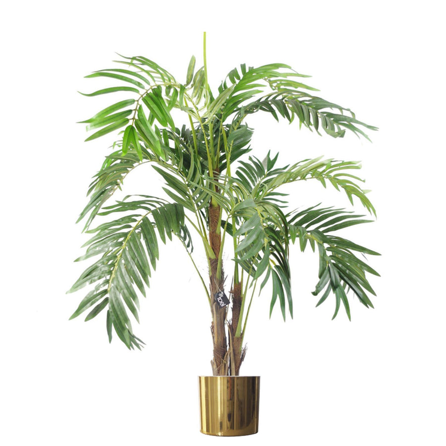 120cm Artificial Palm Tree with Pot and Gold Metal Planter
