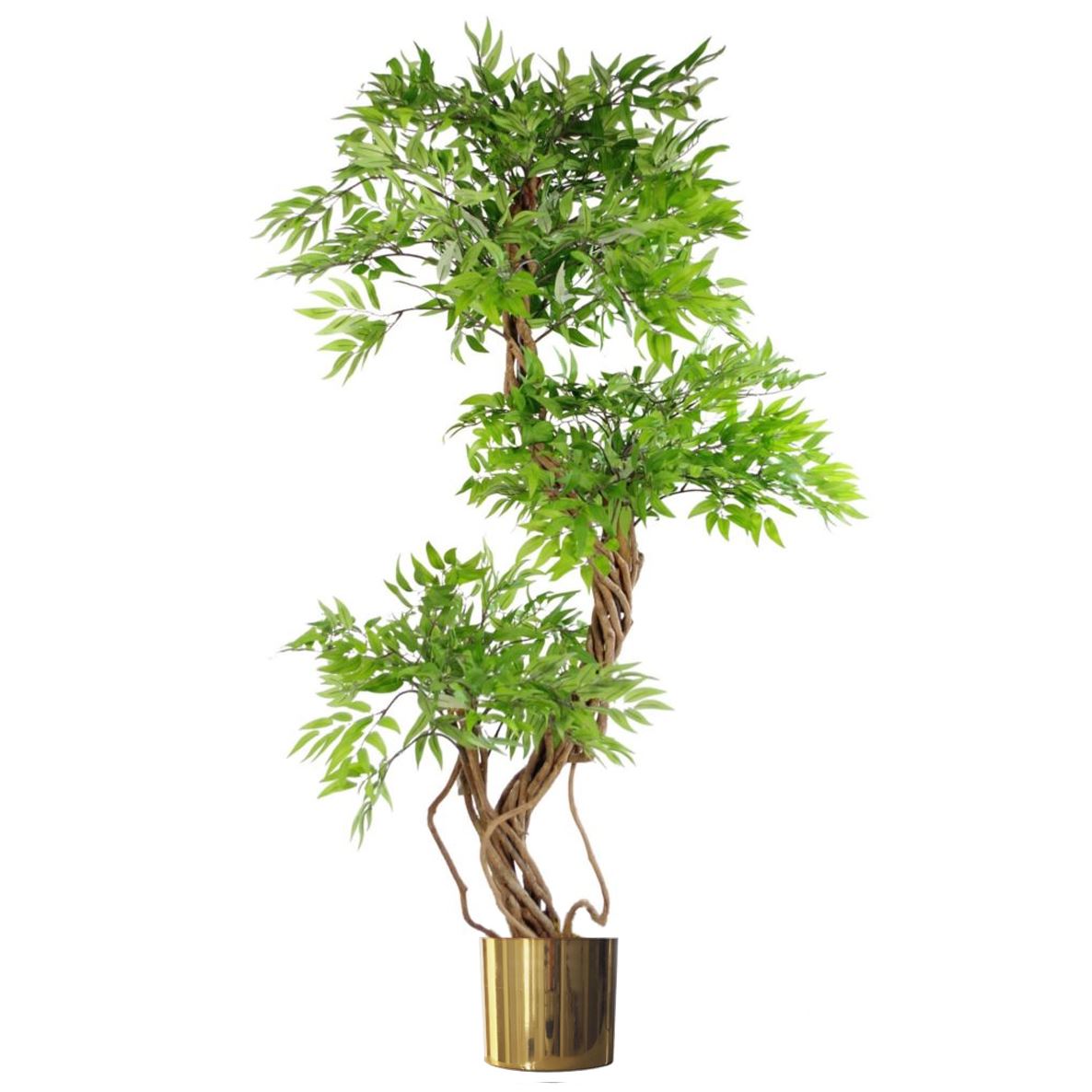 140cm Artificial Japanese Fruticosa Tree with Brushed Brass Metal Planter