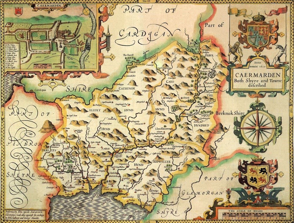 Carmarthenshire Historical Map 1000 Piece Jigsaw Puzzle
