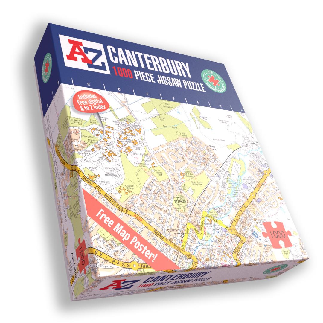 A to Z Map of Canterbury 1000 Piece Jigsaw Puzzle
