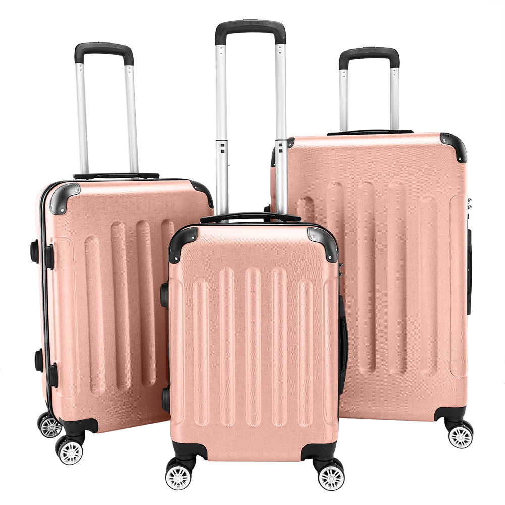 3-Piece Lightweight ABS Carry-On Luggage Set with 4 Spinner Wheels