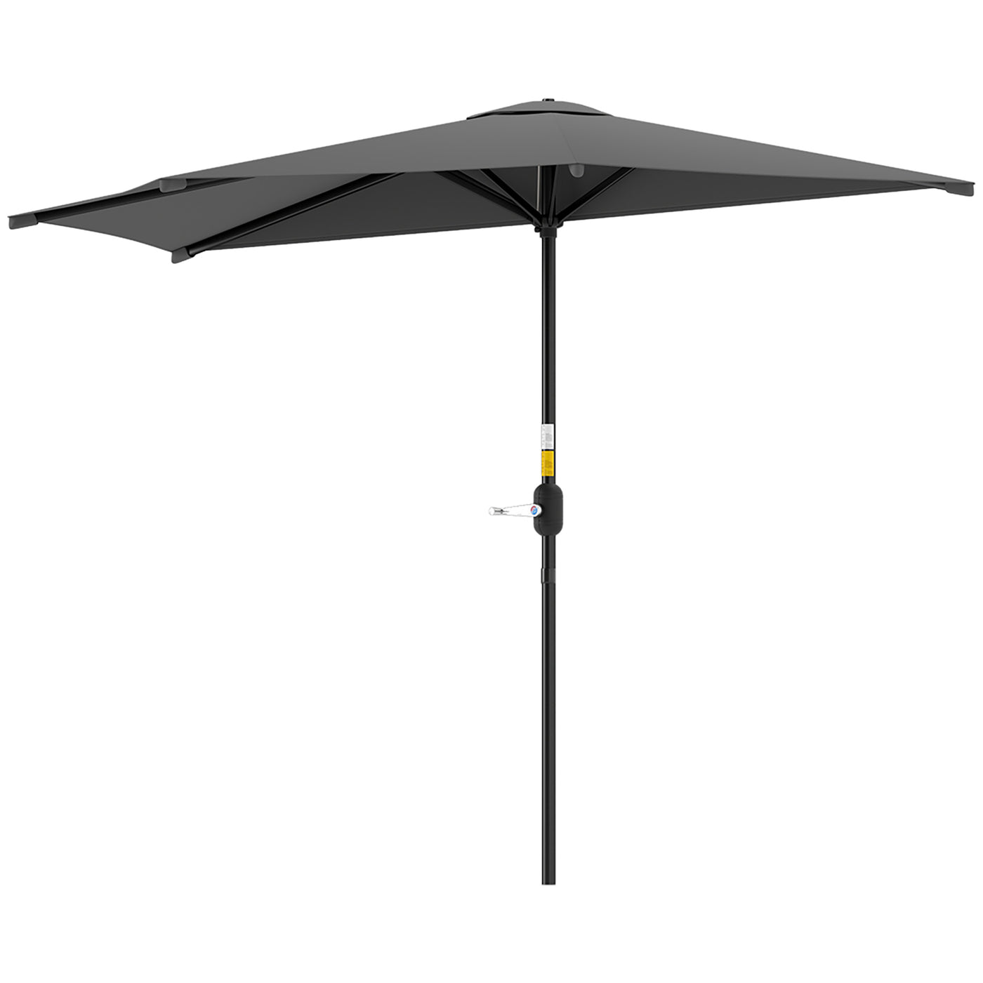 Outsunny 3m Half Round Parasol Garden Sun Umbrella with Crank, Dark Grey