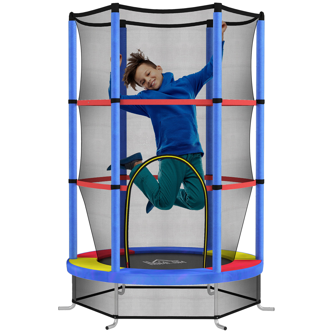 HOMCOM Kids Trampoline Mini Bouncer w/ Enclosure Net, Ages 3-6 Years