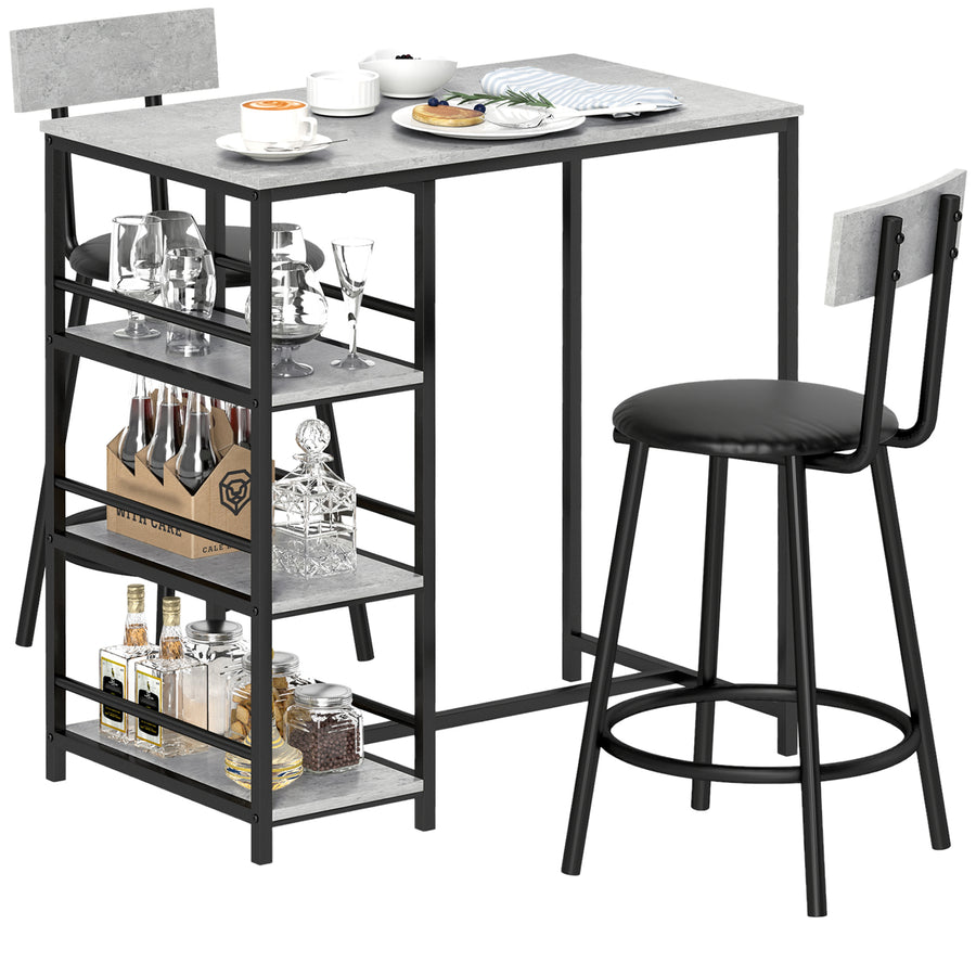 Light Grey Dining Set with Table and 2 Chairs