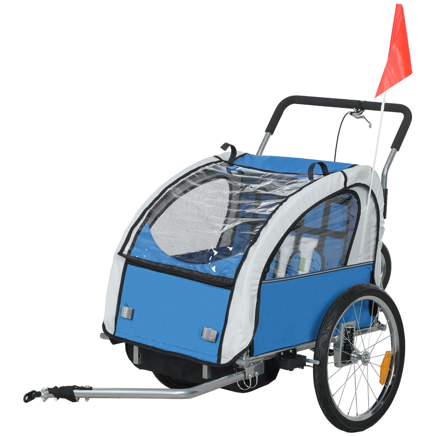HOMCOM Durable Steel Frame Child Carrier for Two Kids