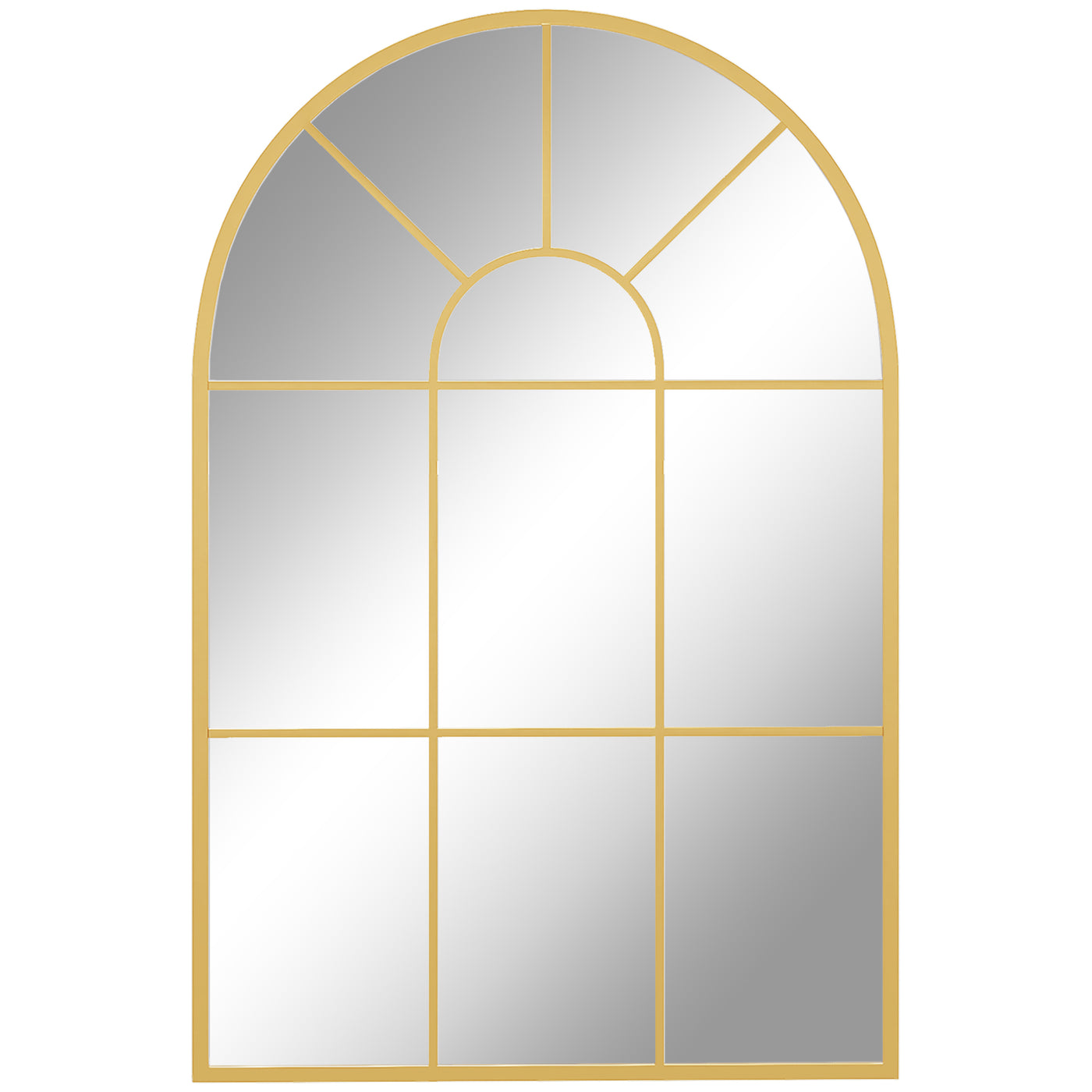 HOMCOM Modern Arched Window Wall Mirror, 91x60cm, Gold Tone