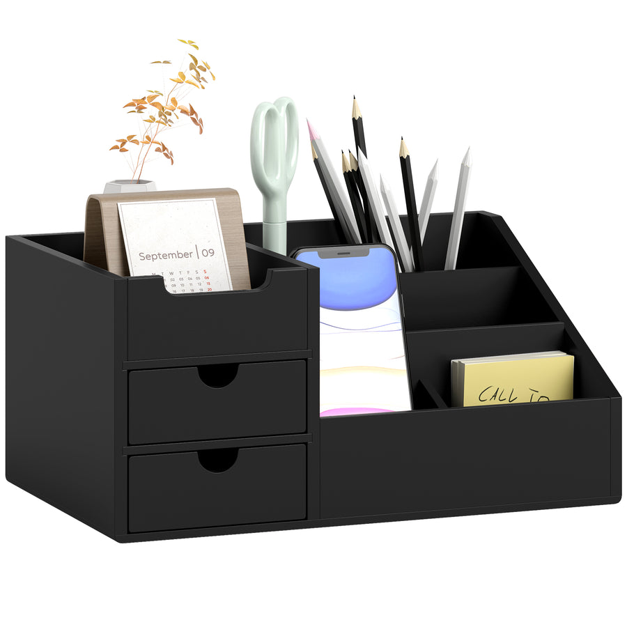 HOMCOM Multi-Function Storage Caddy with 2 Drawers, Black