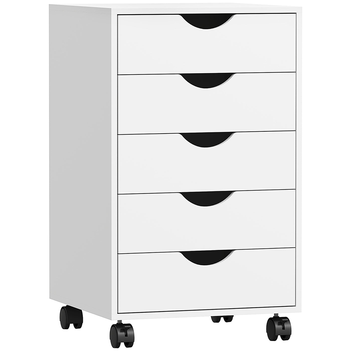HOMCOM Mobile Vertical Filing Cabinet with 5 Drawers, White