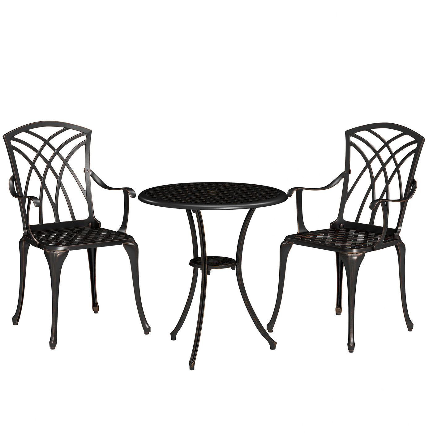 Outsunny 3 Piece Garden Bistro Set with Umbrella Hole