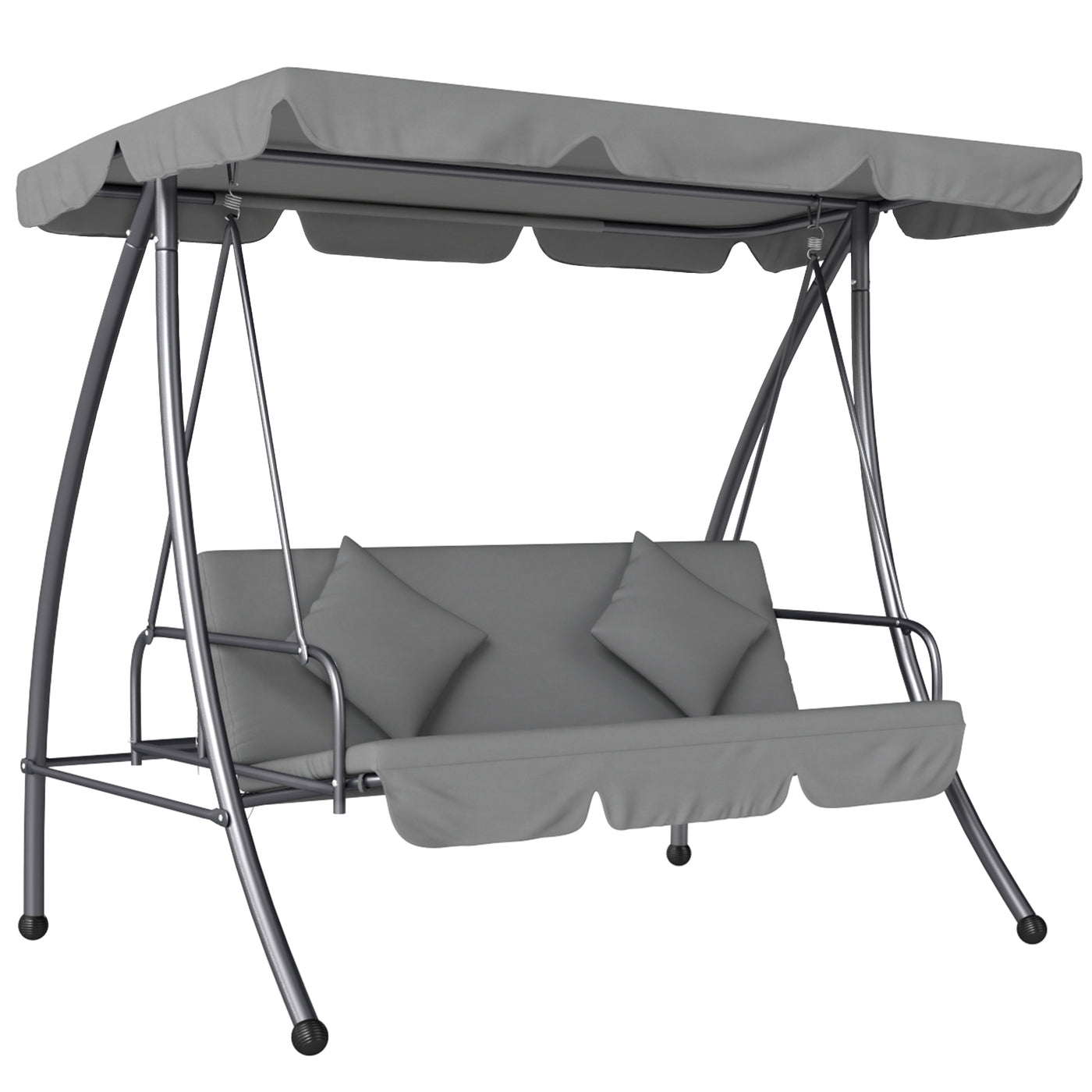 Outsunny 2-in-1 Swing Chair 3 Seater Hammock Cushion Bed with Tilt Canopy