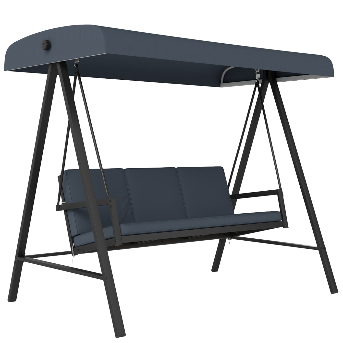 Outsunny 3 Seater Garden Swing Chair with Adjustable Canopy, Dark Grey