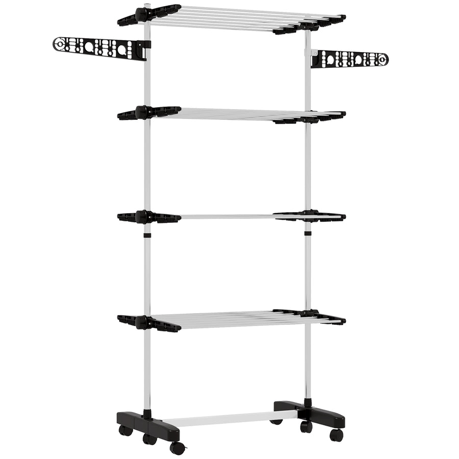 HOMCOM 4-Tier Stainless Steel Clothes Airer Black