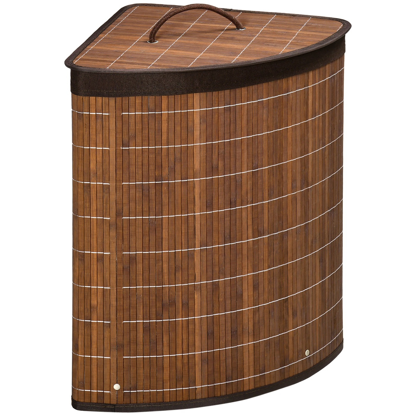 HOMCOM 55L Bamboo Corner Laundry Hamper Brown