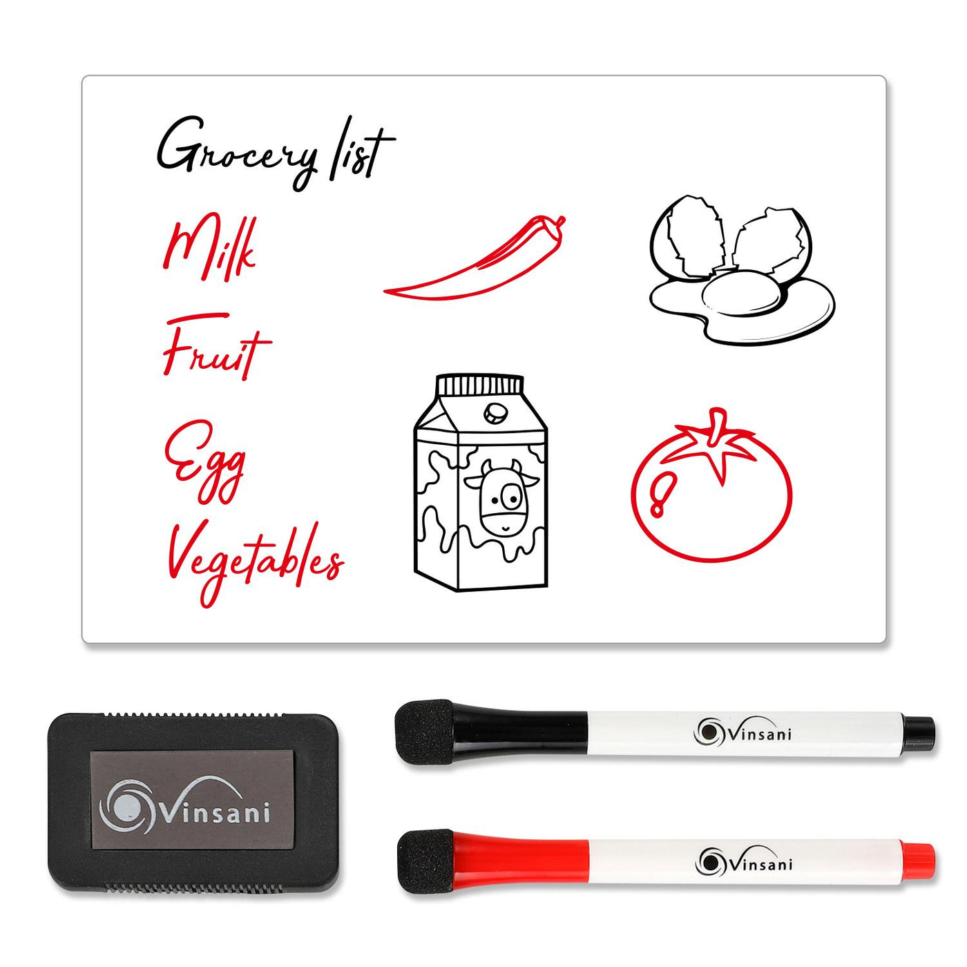Vinsani A5 Whiteboard w/ 2 Markers and Eraser 0000142