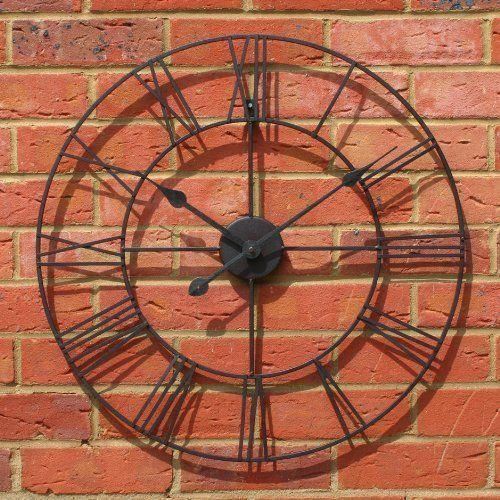 60CM Roman Metal Wall Clock Black