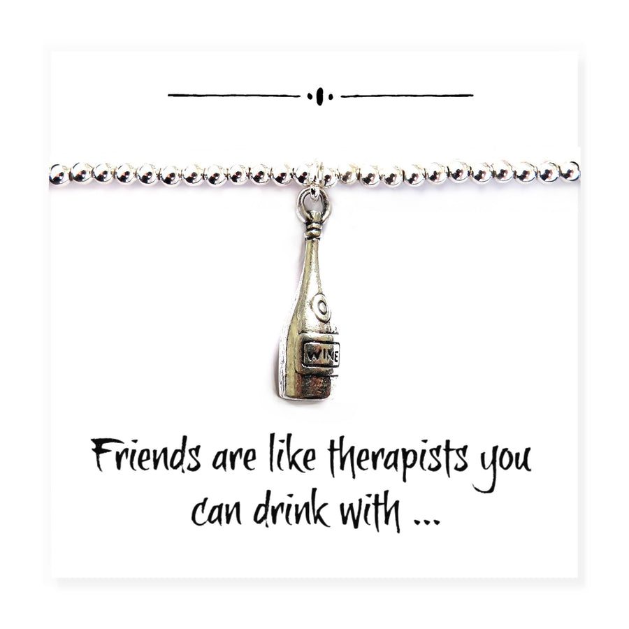 Friends Funny Wine Bottle Charm Bracelet