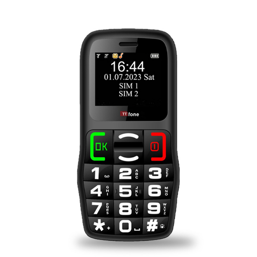 TTfone TT220 Big Button Mobile Phone for the Elderly with Emergency Assistance button, talking keys, long battery life, torch, Simple easy to use with USB Cable