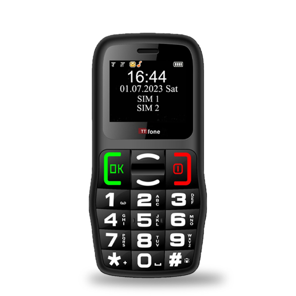 TTfone TT220 Big Button Mobile Phone for the Elderly with Emergency Assistance button, talking keys, long battery life, torch, Simple easy to use with USB Cable GiffGaff Pay as you go