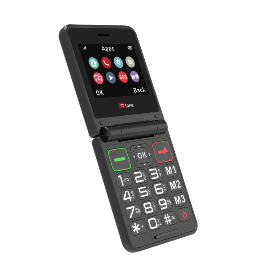 TTfone TT660 Flip Mobile Phone for Seniors - Folding Design, Big Buttons, Emergency Assistance, Long Battery Life with USB Cable EE Pay as you go