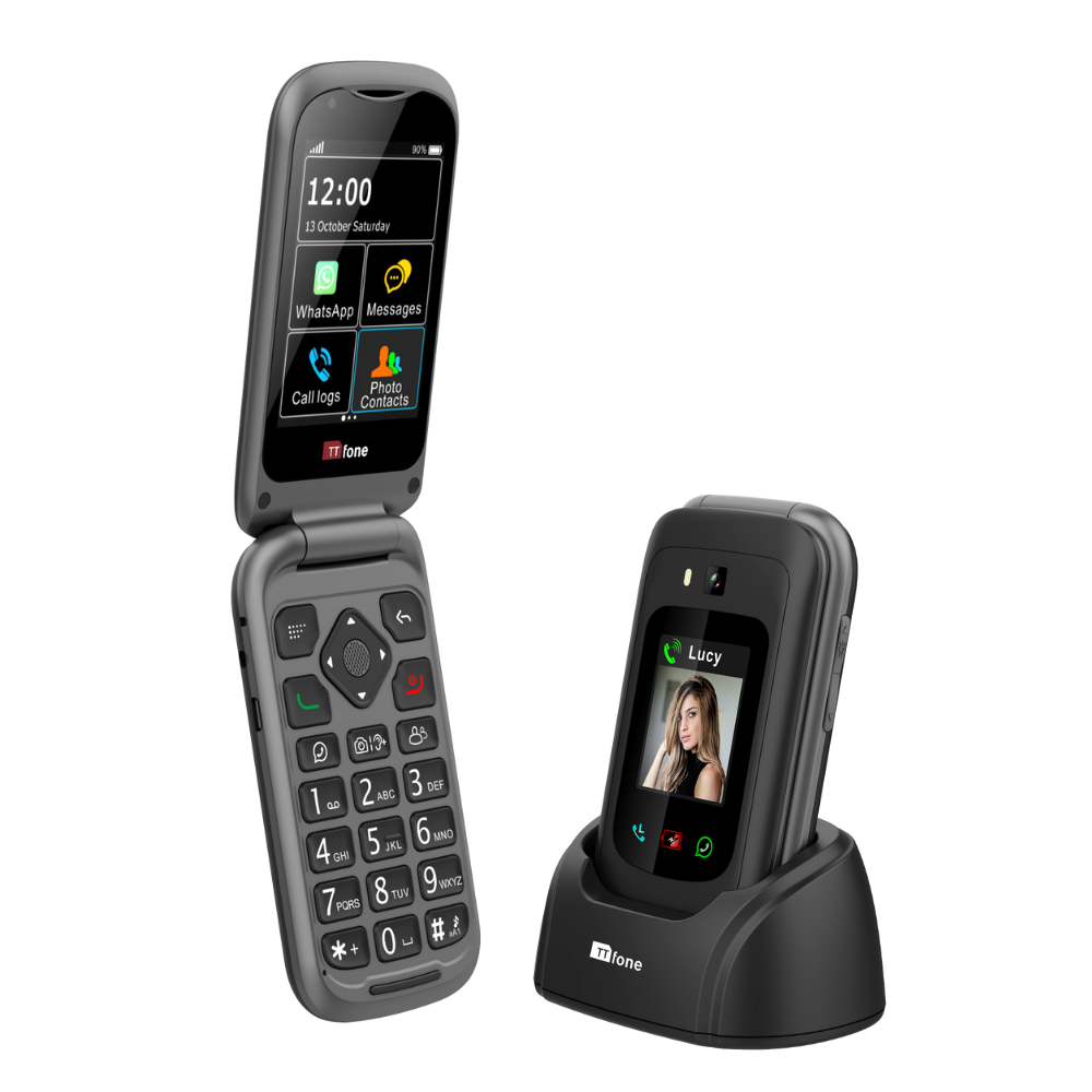TTfone TT970 Whatsapp 4G Touchscreen Senior Big Button Flip Mobile Phone - With 8MP Camera and Hearing Aid Compatible - Easy and Simple to Use